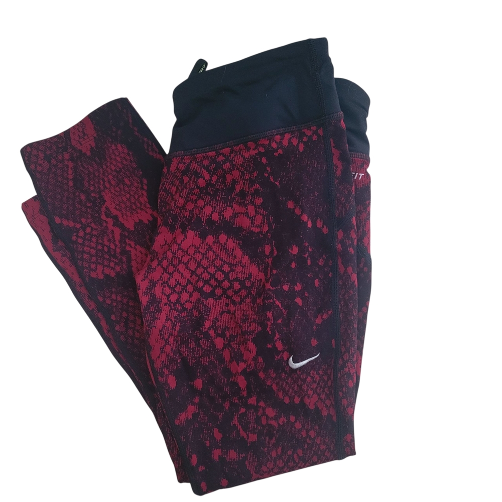 Nike Dri-Fit Red and Black Snake Print Leggings